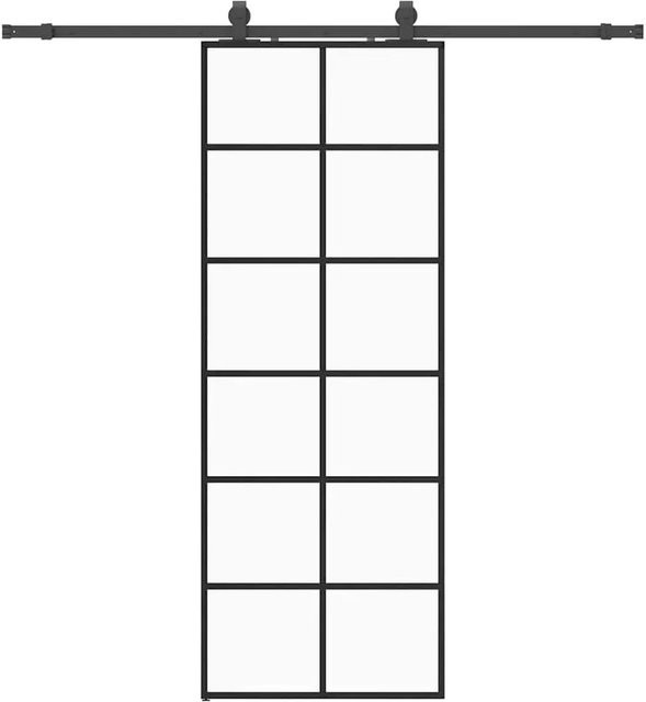 vidaXL Schiebetür aus ESG-Glas in Schwarz mit Beschlag, modern, B/H: 76 x 205 cm - Bild 1