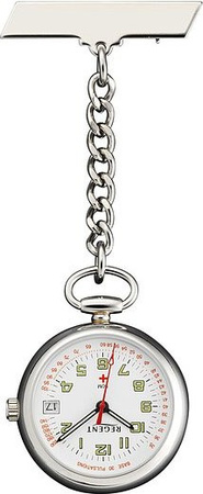 Regent Taschenuhr, Quarz, Edelstahl, Silber, 31 mm, Unisex