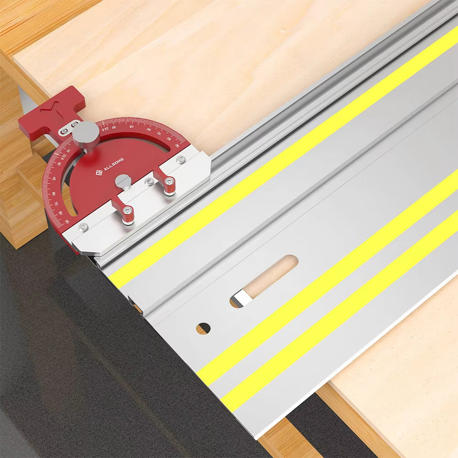 Allsome verstellbare Mehrwinkel-Spursägenführung, quadratischer rechtwinkliger Führungswinkelanschlag in Rot für Makita, Festool und DeWalt Führungsschienen - Bild 3