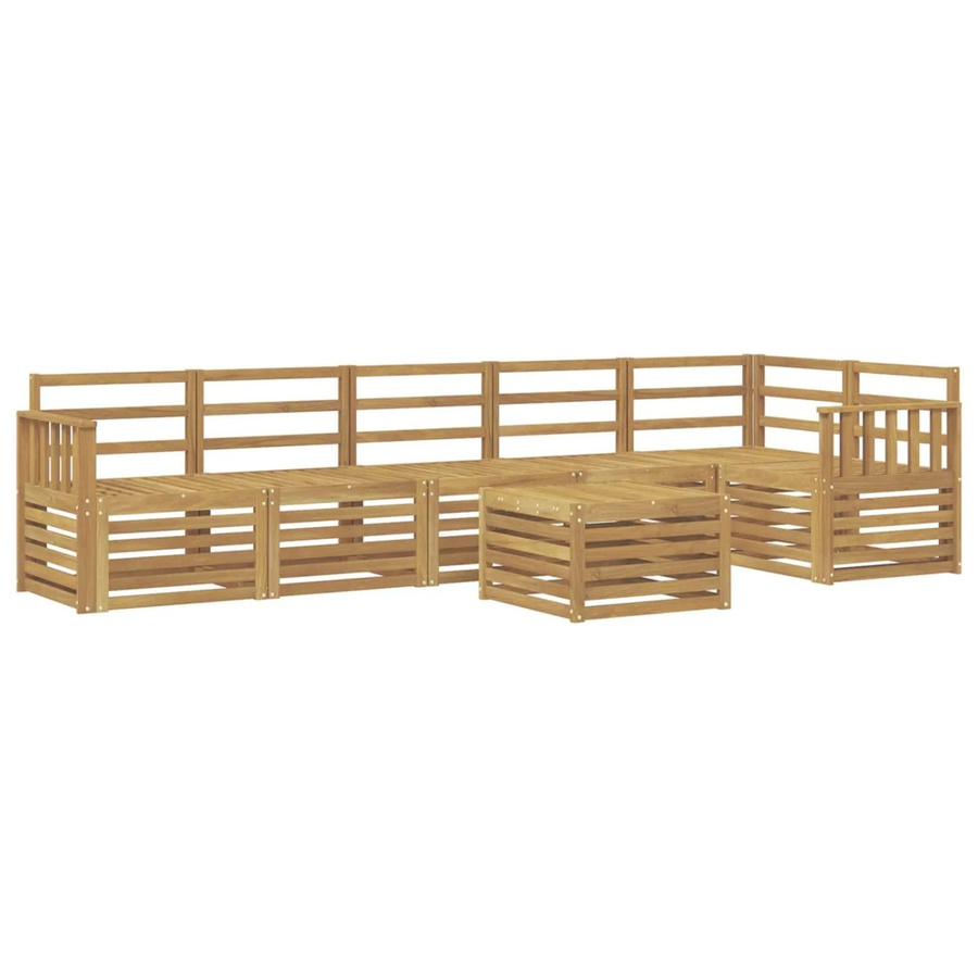 vidaXL Outdoor-Sofagarnitur aus Akazienholz in Weiß, 7-teiliges L-Shape Set mit Tisch und Sitzmodulen, B/T/H: 59 x 59 x 37 cm - Bild 2