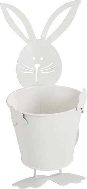 Metall Topf Hase in Weiß für Tischdekoration - Bild 1