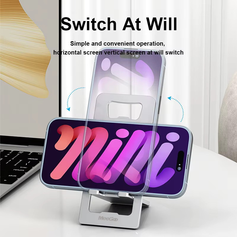 MeeGoo Universeller tragbarer Tablet-Halter aus Aluminiumlegierung für iPad und Mobiltelefone, verstellbar und flexibel, Farbe: Silber/Grau - Bild 2