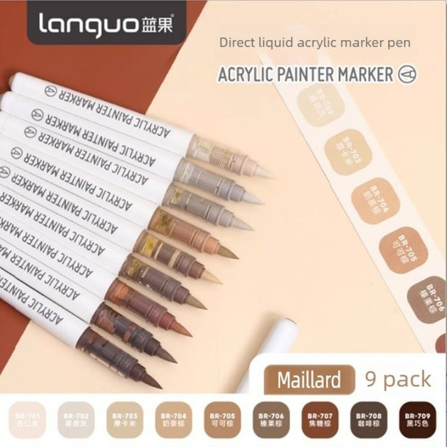 LANGUO Acrylmarker Set mit 8 Farben, Flüssige Pinselmarker für Zeichnungen, Kunstbedarf und Schuh-Design, Mehrfarbig - Bild 1