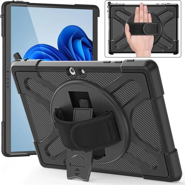 Stoßfeste 360 Grad drehbare Schutzhülle für Microsoft Surface Pro 11 10 9 8 7 Plus und Surface Go 4 3 2 in Schwarz - Bild 1