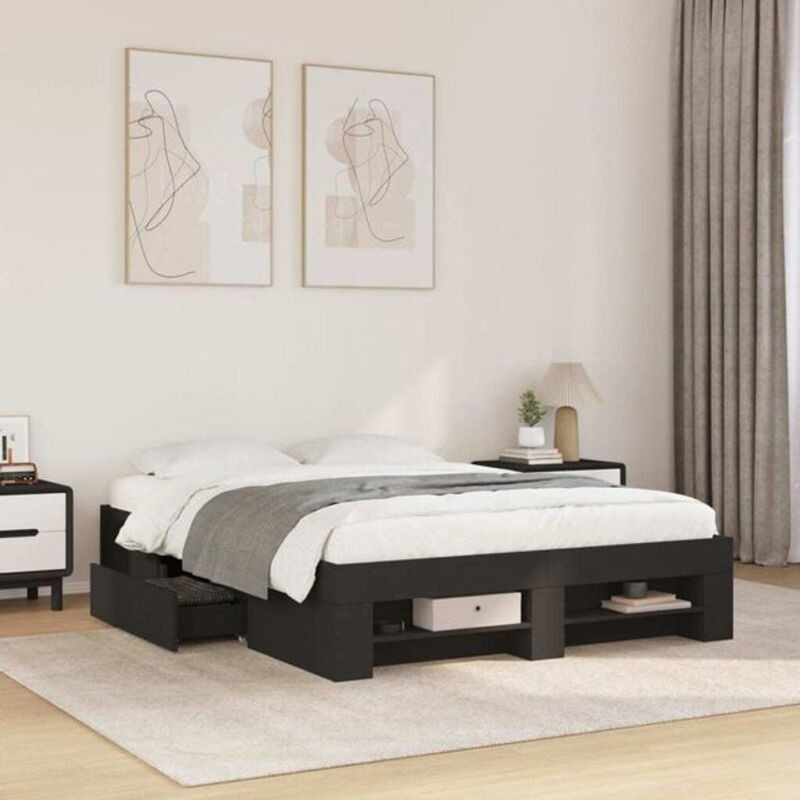Modernes Funktionsbett Vidaxl aus Holzwerkstoff in Schwarz, B/T/H: 135 x 190 cm - Bild 1
