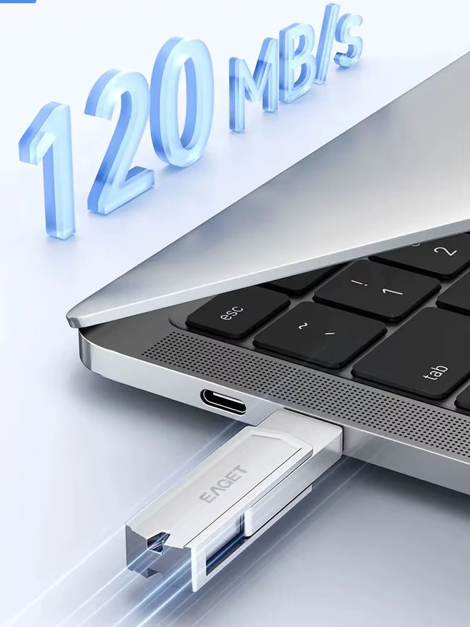 Eaget 2-in-1 USB 3.2 Flash-Laufwerk mit USB-C Anschluss in Silber - Bild 4
