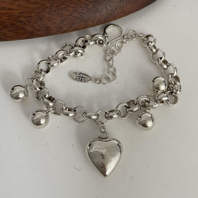 Armband 925 Silber, Herz-Kettenarmband, Damen, Vintage - Bild 1