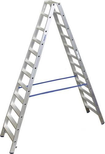 Krause 124784 Aluminium Stufen-Doppelleiter in Silber mit einer maximalen Arbeitshöhe von 4.35m - Bild 1