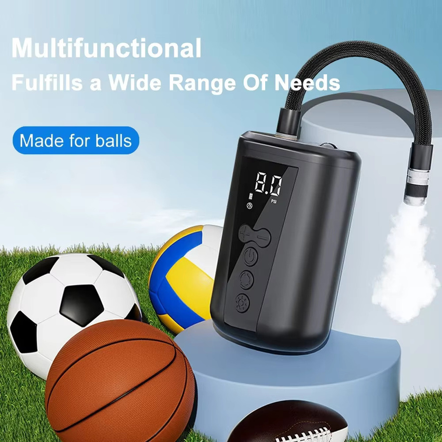EAFC Digitale Ball-Luftpumpe in Schwarz mit LED-Licht und Manometer, kabelloser Luftkompressor für Fußball, Volleyball und Basketball - Bild 3