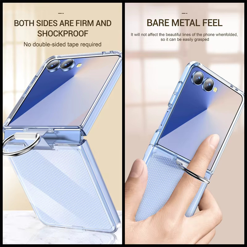 Stoßfeste Schutzhülle mit Griffring und Fingerschlaufe für Samsung Galaxy Z Flip 7 6 5 4 3 in Schwarz Matt - Bild 2