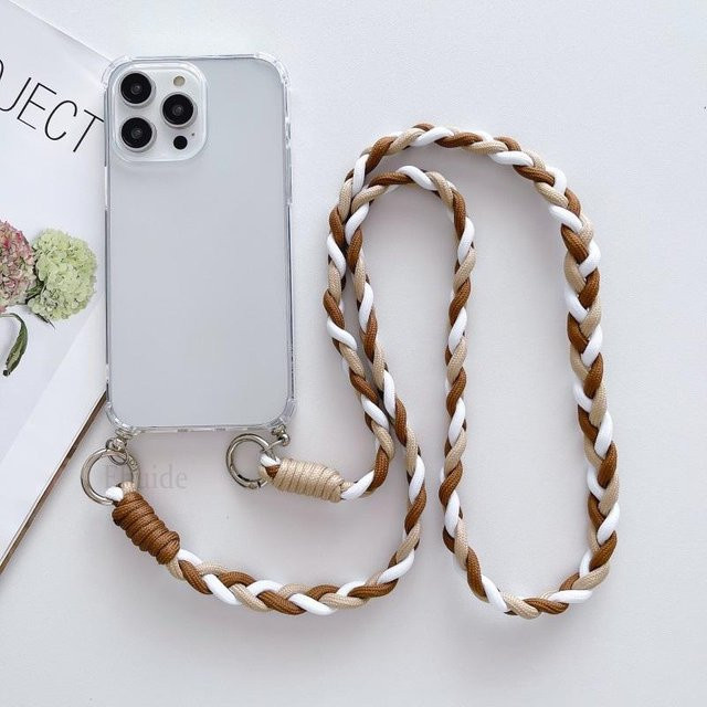 Geflochtenes Crossbody-Träger-Case mit Lanyard für Xiaomi Mi 15T 14T 13T Redmi Note 15 Pro Plus 14 13 15C 14C 13C A5, transparente weiche Hülle in Schwarz, Braun, Grün oder Mehrfarbig - Bild 1