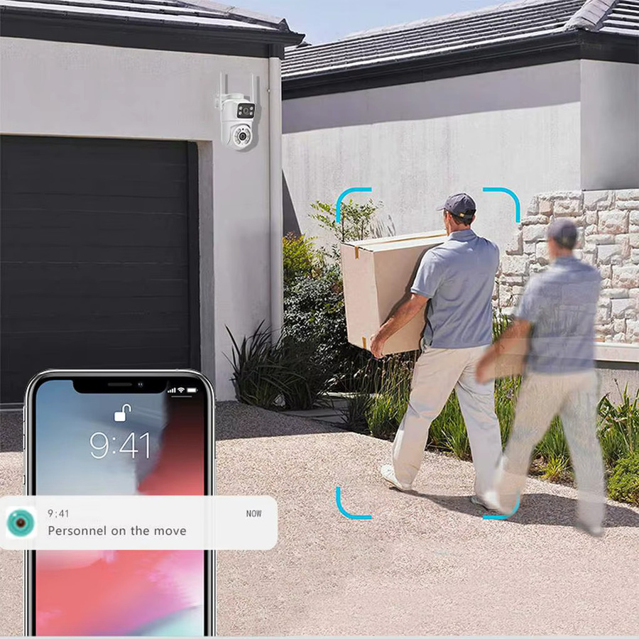 GEYUNE 8MP 4K PTZ Wifi Kamera mit Dual Objektiv und Dual Screen, Farbe: Weiß, Ai Menschliche Erkennung und Auto Tracking für Outdoor Überwachung und Sicherheit - Bild 6