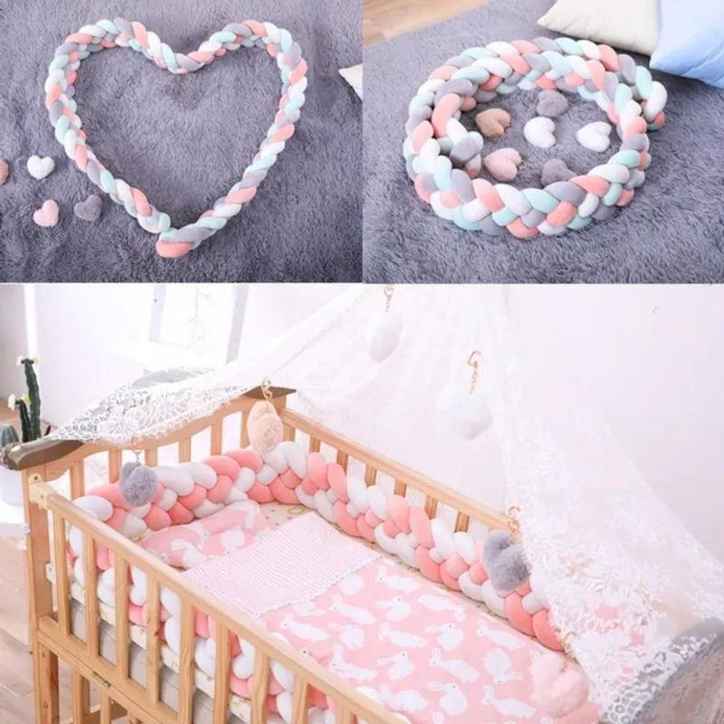 Handgefertigter Bettschutz Gala Design aus weichem Plüsch und Baumwolle als geflochtenes Knotenkissen für das Babybett in Multicolour - Bild 4