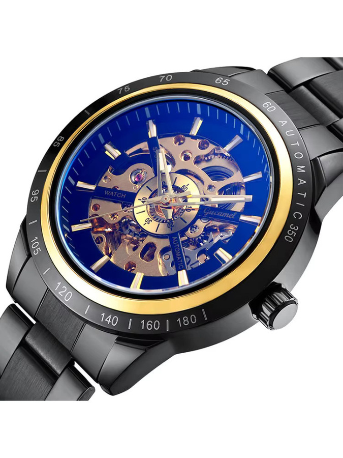 GUCAMEL Automatik-Armbanduhr, Edelstahl, Blau, Herren - Bild 3