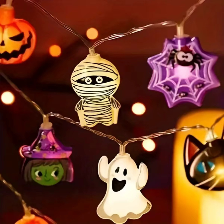 Peach Forest Halloween LED Lichterkette in Mehrfarbig mit verschiedenen Motiven für Haus und Garten - Bild 4