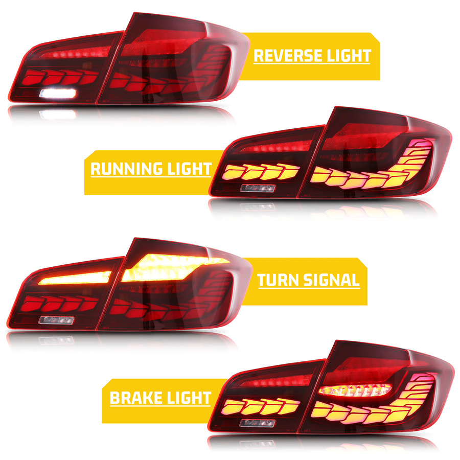 LED GTS Rückleuchten für BMW 5er F10 M5 Limousine 2011-2016 mit sequenziellem Blinker in Rot - Bild 2