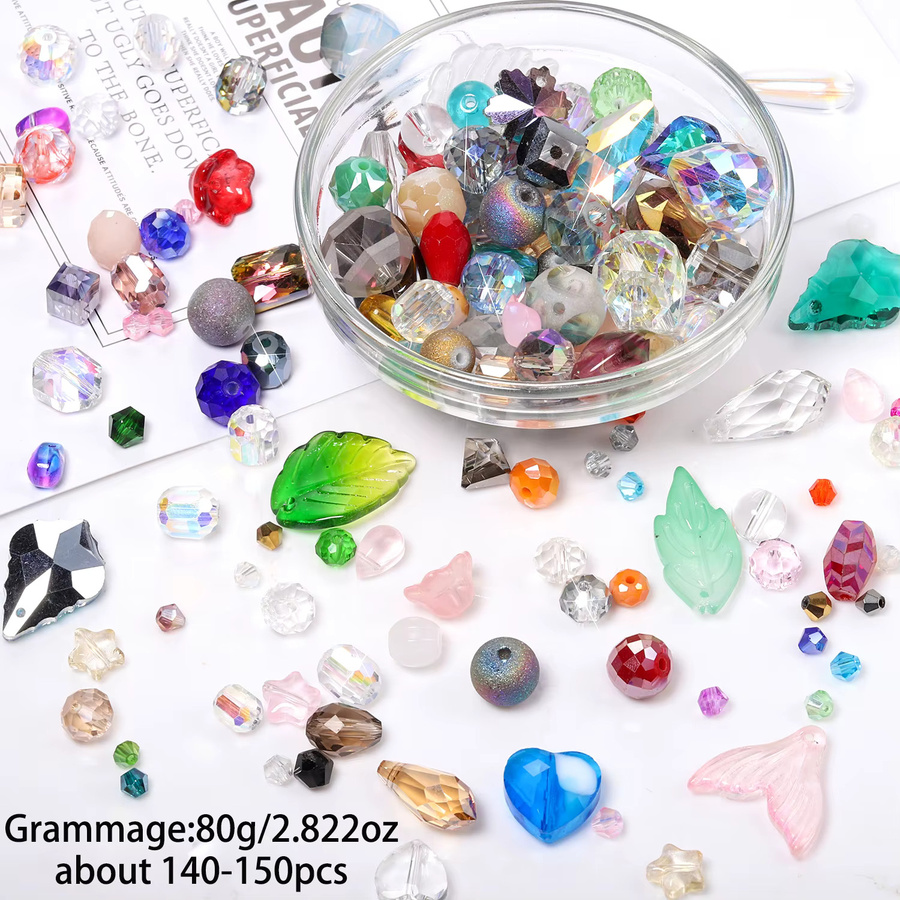 Kristall Lampwork Perlen, Blatt, Herz, Runde, Distanzperlen - Bild 6