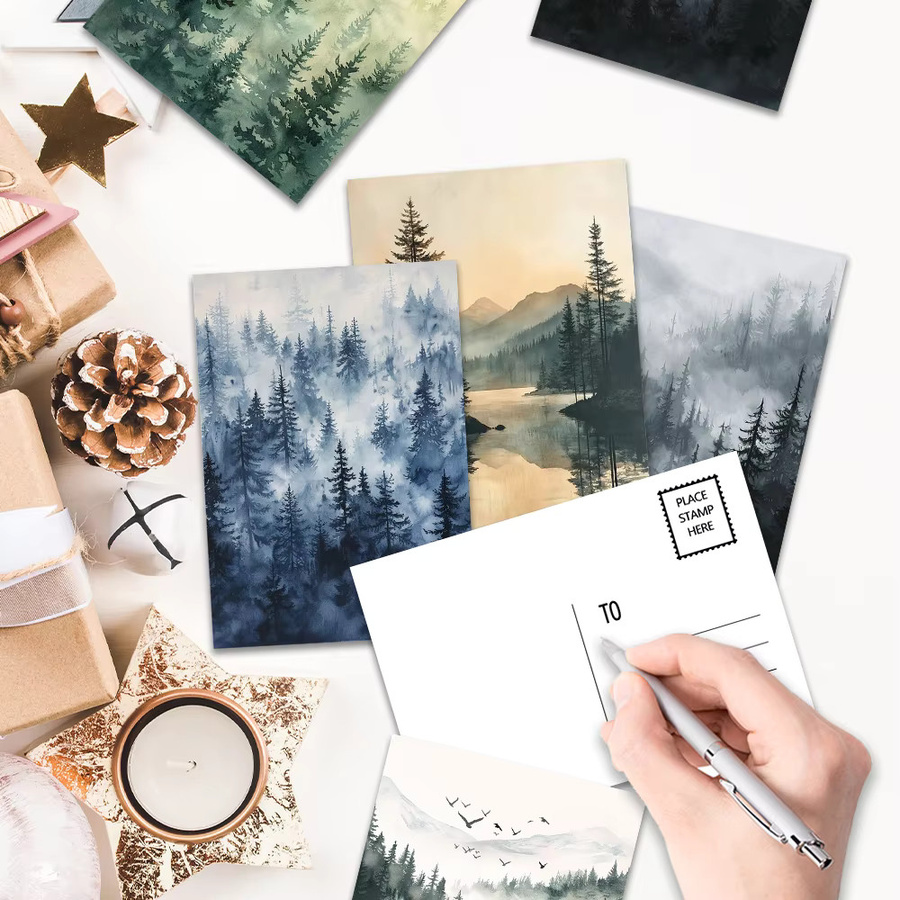 32 Stück Misty Forest Postkarten aus Papier in Multicolour für deine Natur-Dekoration - Bild 5