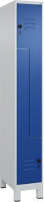 C+P Z-Spind Classic PLUS mit 2 Fächern, Füße, Sicherheits-Drehriegel, Grau/Blau, H x B x T: 195 x 30 x 50 cm - Bild 1