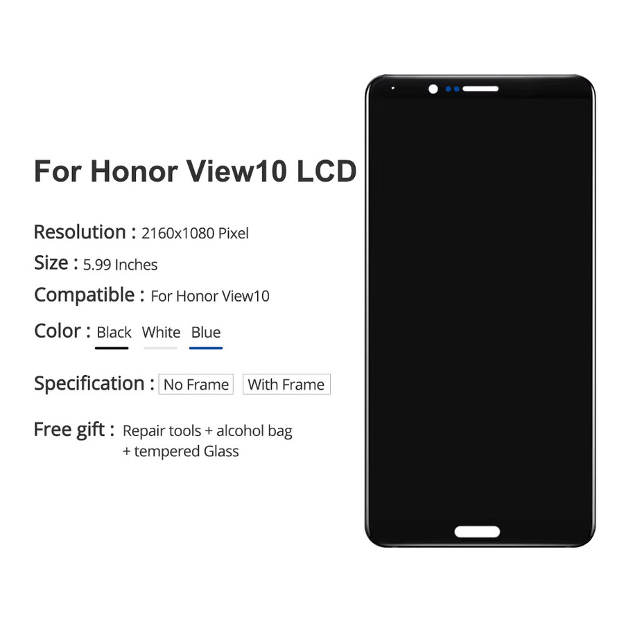 Sinmaytai Ersatz-Display mit Touchscreen für Honor V10, Farbe: Schwarz - Bild 2