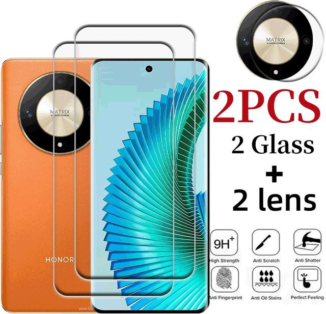 4in1 Schutzset für Honor Magic 6 Lite, Magic 5 Lite und Magic 5 Pro mit gehärtetem Glas und Kameraschutz, transparent - Bild 1
