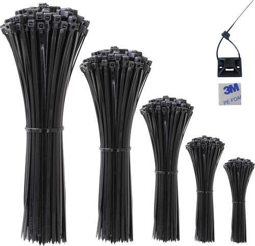 Quadrios Kabelbinder Schwarz UV-stabilisiert aus Nylon, 1020 Stück - Bild 1