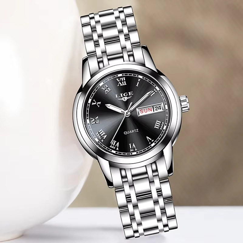 LIGE Armbanduhr Edelstahl, Quarz, Datum, Schwarz, Damen - Bild 2