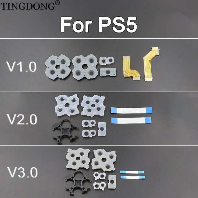 TingDong Reparatur-Set für PS5-Controller mit leitfähigem Gummi und Tastenbandkabel für V1.0 V2.0 V3.0 Modelle - Bild 1