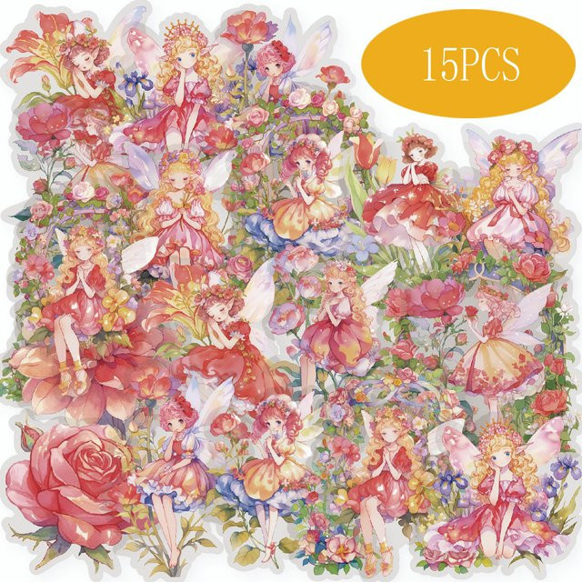 Etori Life Dreamy Flower Spirit Cartoon Aufkleberpaket mit Vintage-Blumenmuster in Multicolour für Scrapbooking und Notizbücher - Bild 1