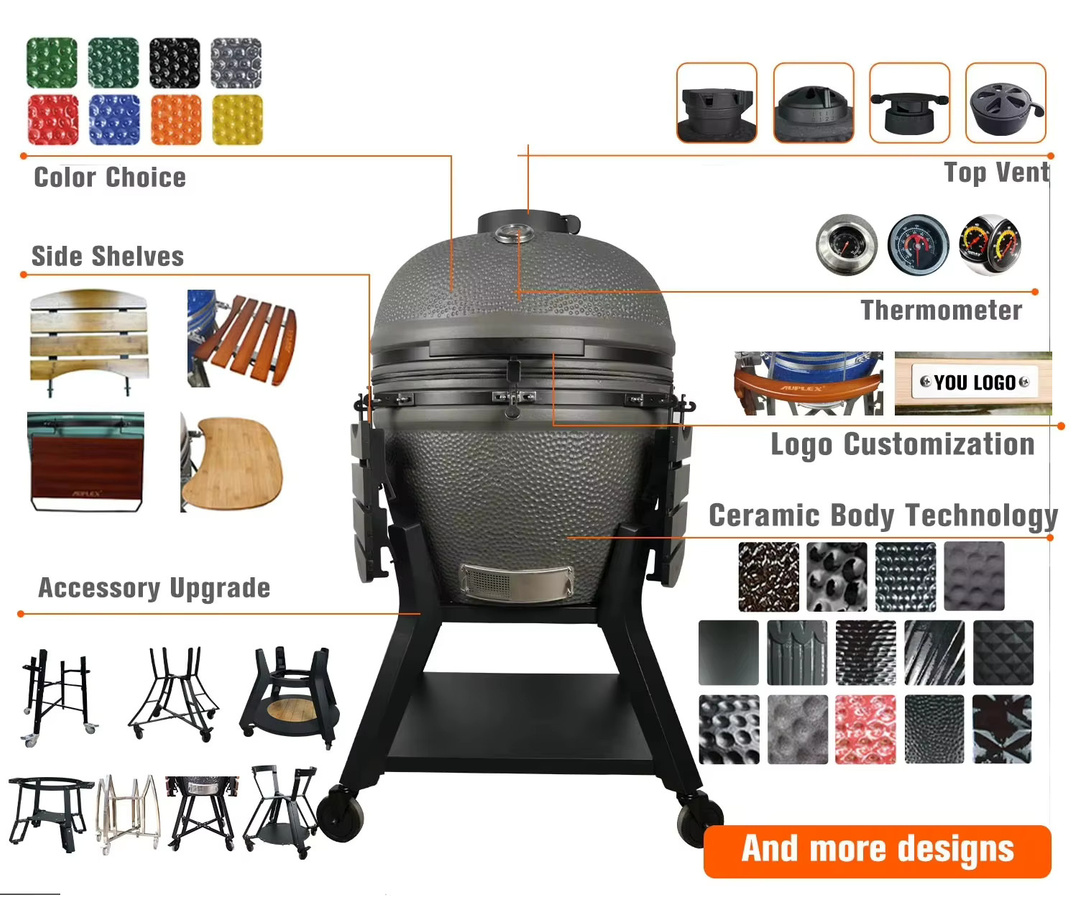 AUPLEX XXL Kamado Joe Keramik-Grill in Blau mit Edelstahl-Details, B/T/H: 143,8 x 130,6 cm - Bild 2