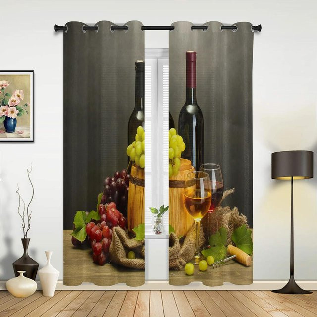 Yiran Furniture Vorhänge mit Zitronen-Motiv in Gelb und Weiß, semi-transparent, B: 135 cm, H: 160 cm, 2er-Set - Bild 1