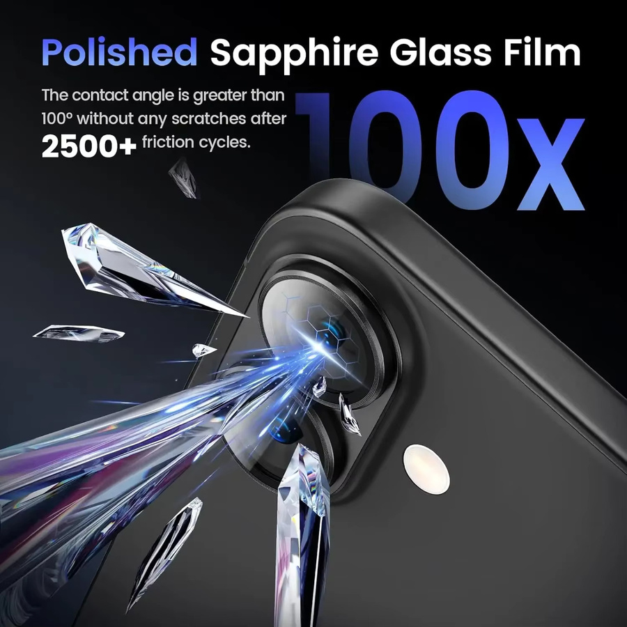 2-3er Set Kamera-Displayschutz aus gehärtetem Glas und Metall in Grau für iPhone 16 Pro Max, 15 Plus und 14 - Bild 3