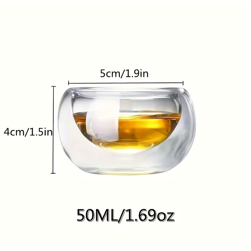 LOULONG Doppelwandige Schnapsgläser und Teetassen aus Glas, transparent, 50 ml - Bild 3