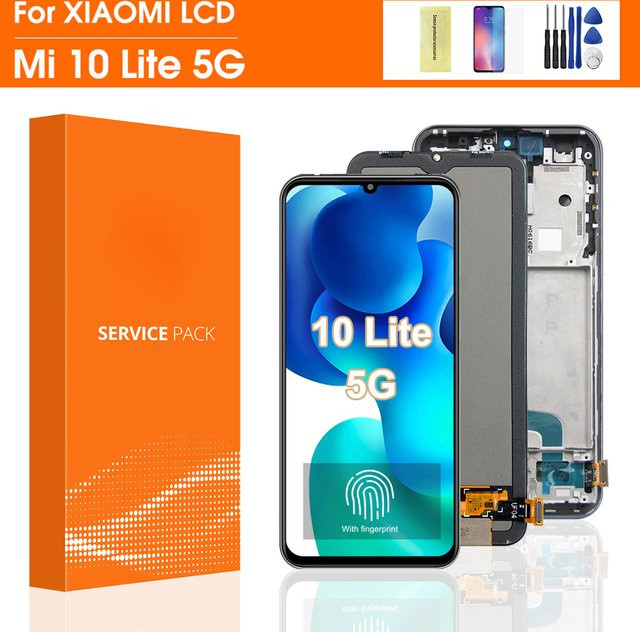 Xiaomi Mi 10 Lite LCD Display mit Touchscreen Digitizer Montage, 6,57 Zoll, Schwarz, für Modell m2002J9G 5G - Bild 1