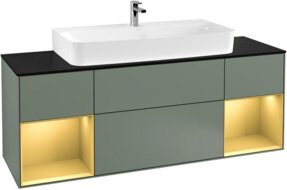 V&B Waschtischunterschrank Finion mit Wandbeleuchtung, Farbe Gold lackiert, Breite: 160 cm, Tiefe: 50,1 cm, Höhe: 50,1 cm - Bild 1