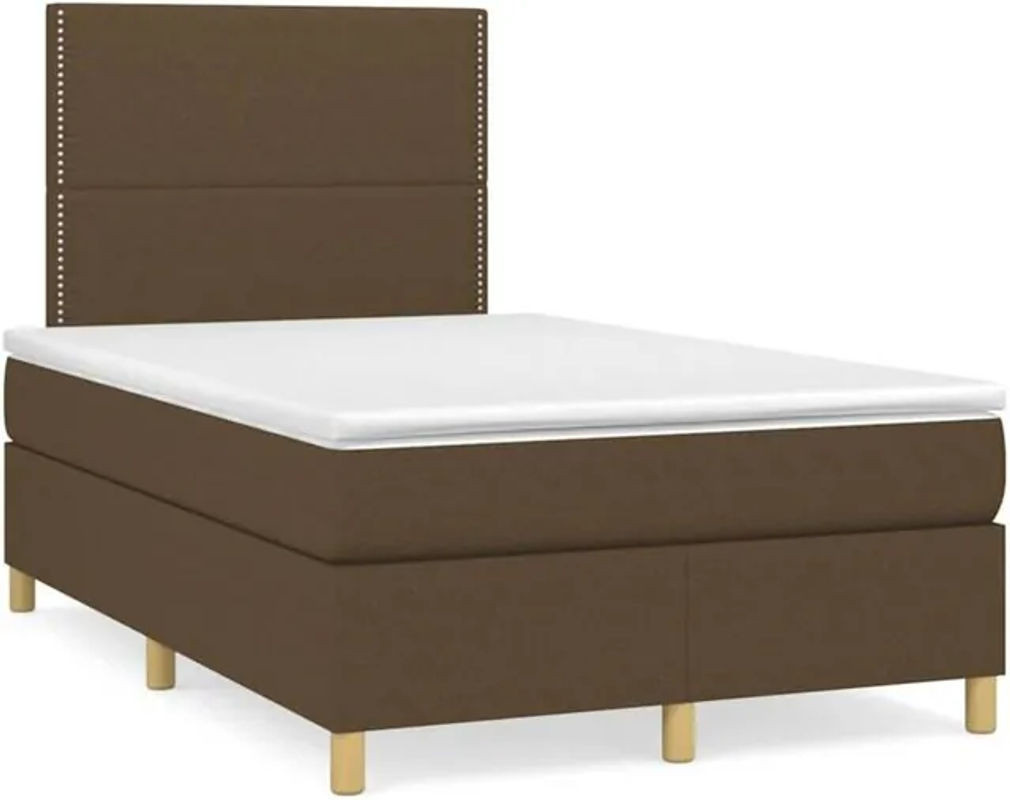 vidaxl Boxspringbett mit Matratze in Braun aus Stoff und Holzwerkstoff, B/T/H: 190 x 120 x 118 cm - Bild 1