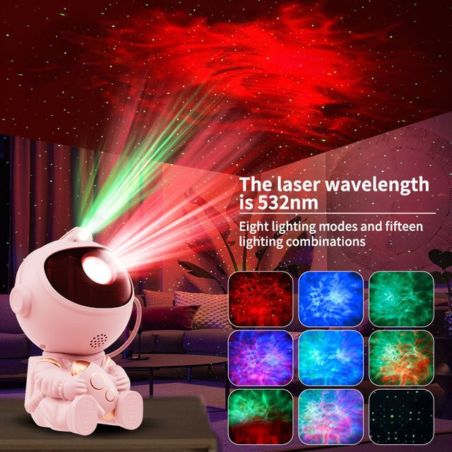 TLEDMP Astronaut Space Projektor mit Galaxy Sternenlicht, Nachtlicht mit Timer und Fernbedienung, Farbe: Weiß - Bild 1