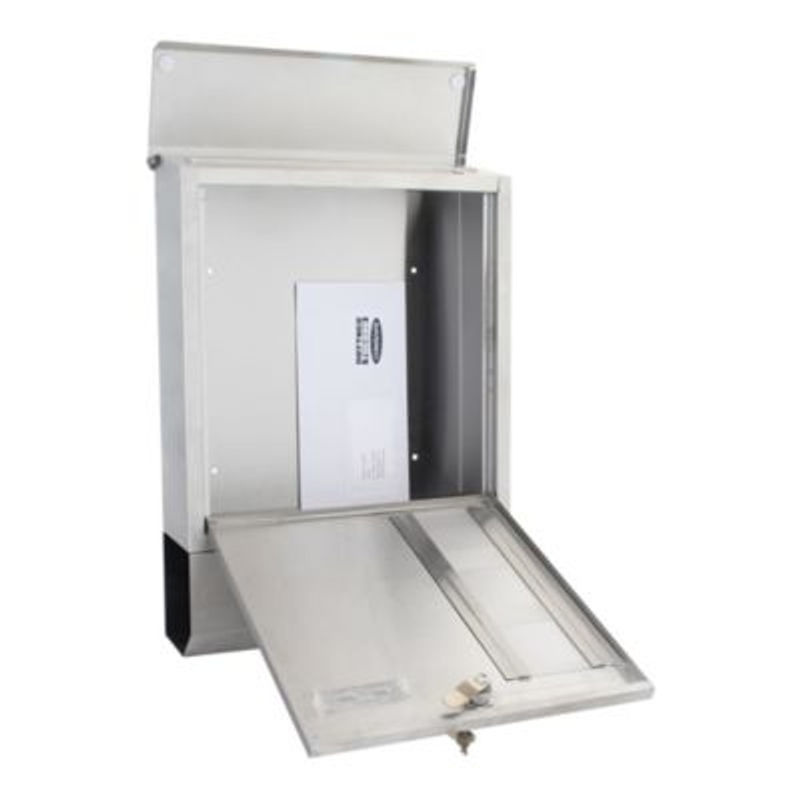 Rottner Briefkasten Corto Inox aus Edelstahl in Silber, Wandmontage mit Namensschild, Sichtfenster, Postrolle und Zylinderschloss, B: 30,0 cm, T: 10,0 cm, H: 43,5 cm - Bild 2