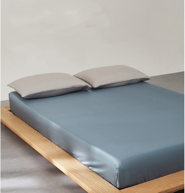 EGW 3-teiliges Sommer-Kühlbettlaken-Set aus Lyocell-Faser in Blau mit Spannbettlaken und Kissenbezügen - Bild 1