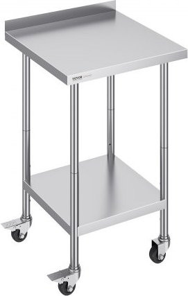 VEVOR Edelstahl-Arbeitstisch mit Rollen und höhenverstellbarer Arbeitsfläche in Silber, B/T/H: 61,0 x 61,0 x 100,56 cm - Bild 1