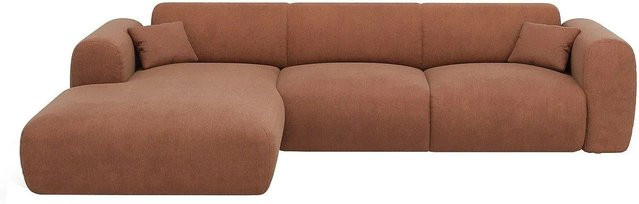 Maison Céphy Sofa Pogni in Terracotta, L-Form mit Samt-Stoff, Breite: 280 cm - Bild 1