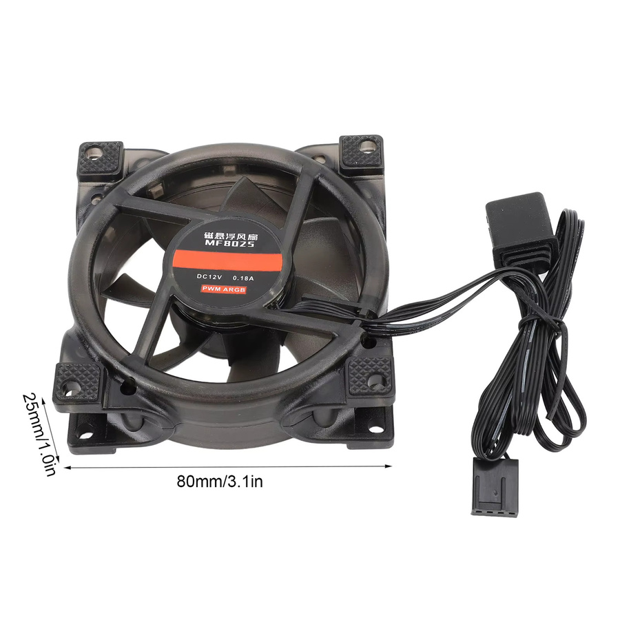VBESTLIFE ARGB Gehäuselüfter Schwarz, 80 mm PWM, 5 V, MFDB Hydrauliklager, 800–2500 U/min - Bild 6