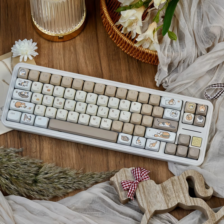 FSWHBY Cheese Burger Custom Keycap Set mit 130 Tasten im MOA Profile, PBT Material mit Five Side Dye Sublimation für MX mechanische Tastaturen, Mehrfarbig - Bild 2