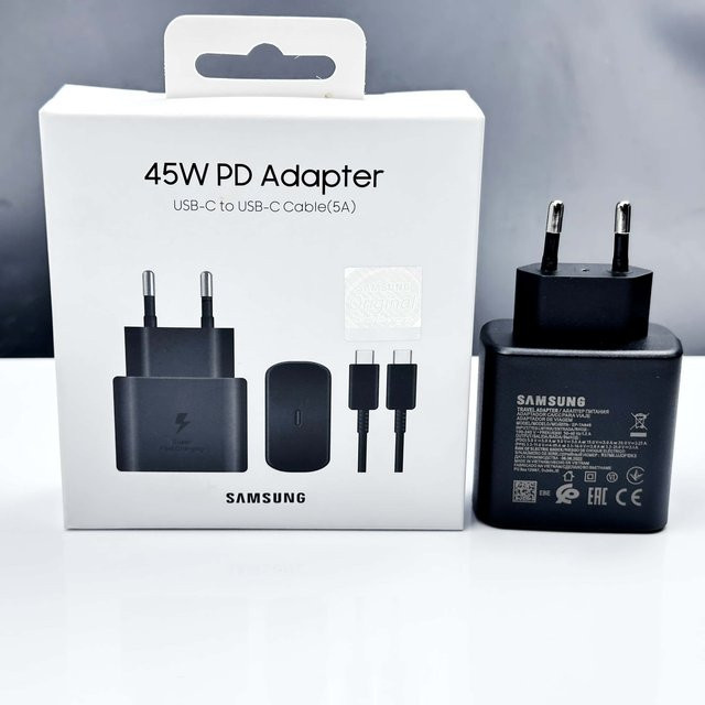 Samsung Original 45W USB-C Schnellladegerät Adapter in Schwarz für Galaxy S26+ S25 Ultra S24 FE S23 und weitere Modelle - Bild 1