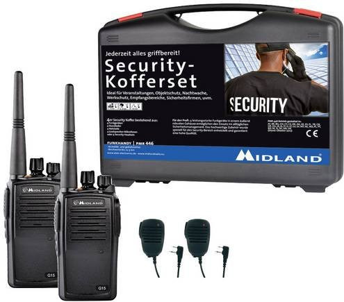 Midland G15 Pro NC PMR Handfunkgerät 2er Set in Schwarz inklusive SM 600-M - Bild 1