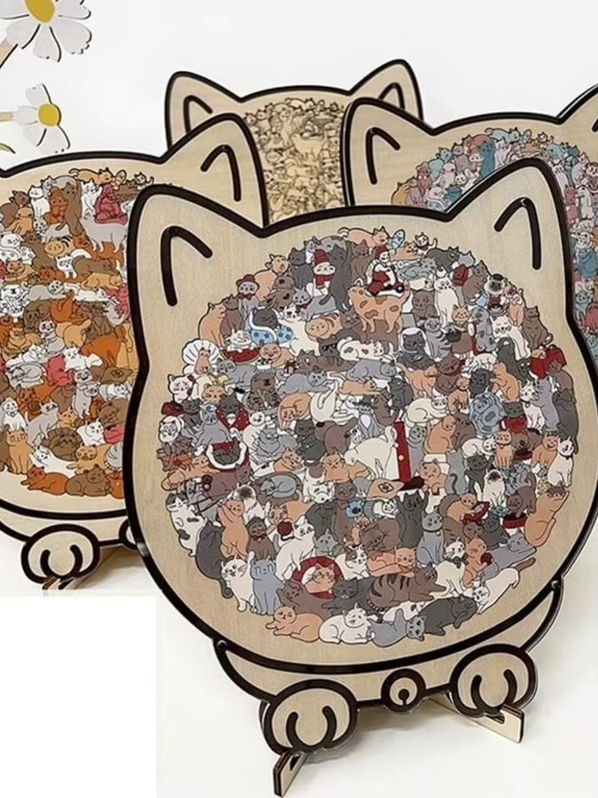 Katzenpuzzle, Holzpuzzle, 135 Teile, Morandi-farbig, Bunt / Mehrfarbig - Bild 5