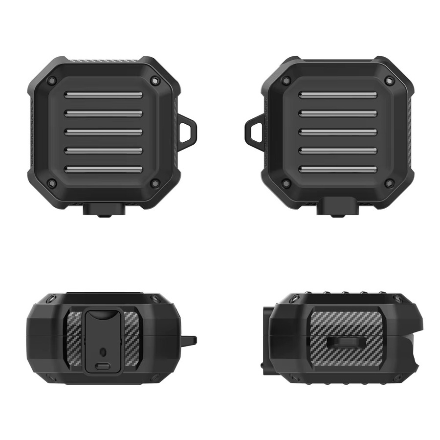 Stoßfeste Kopfhörer-Schutzhülle für Samsung Galaxy Buds 4 / Buds 4 Pro von XhaoR in Schwarz mit Schlüsselanhänger - Bild 2