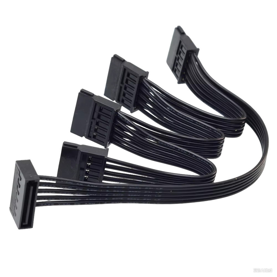 OhLinTek SATA Netzteil Splitter Verlängerungskabel 15 Pin Stecker auf Buchse für HDD SSD PC Server in Schwarz - Bild 2