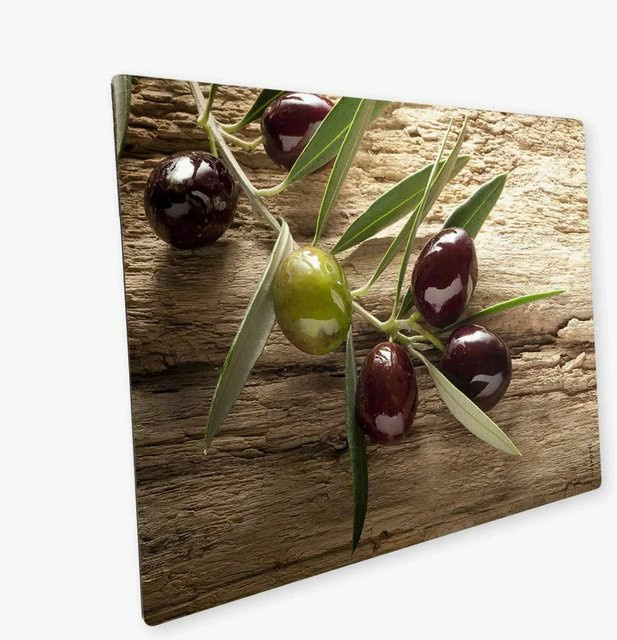 Myspotti Mini-Spritzschutzplatte Olivenzweig, Braun/Mehrfarbig, B: 59 cm, T: 41 cm - Bild 1