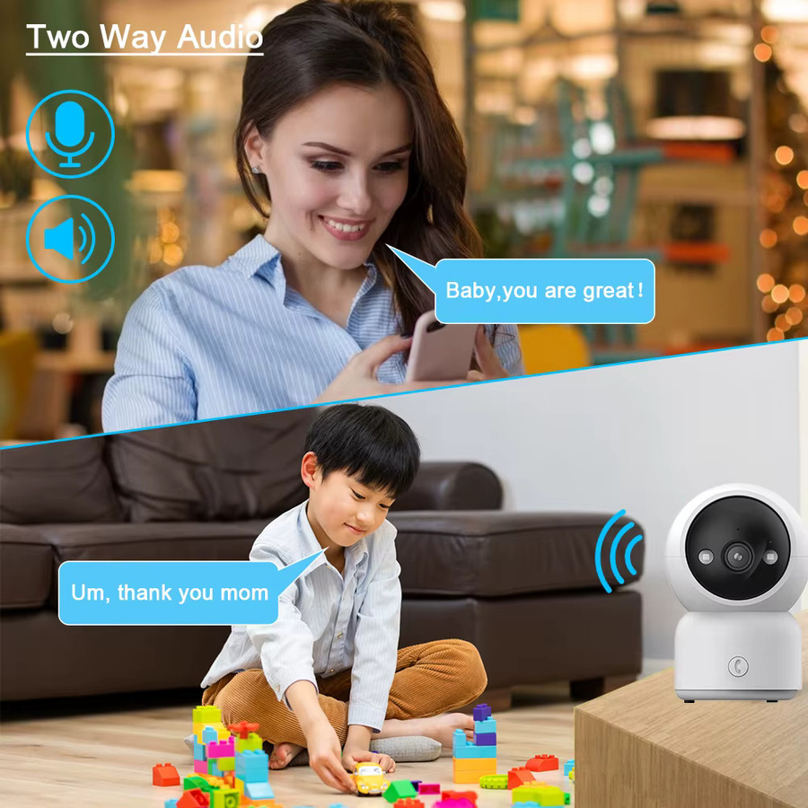 NINIVISION 5MP 2K Smart Home WLAN PTZ Sicherheitskamera mit Auto-Tracking, Babyphone, 2-Wege-Audio und One-Touch-Anruf, CCTV-Videoüberwachungskamera, Weiß - Bild 2